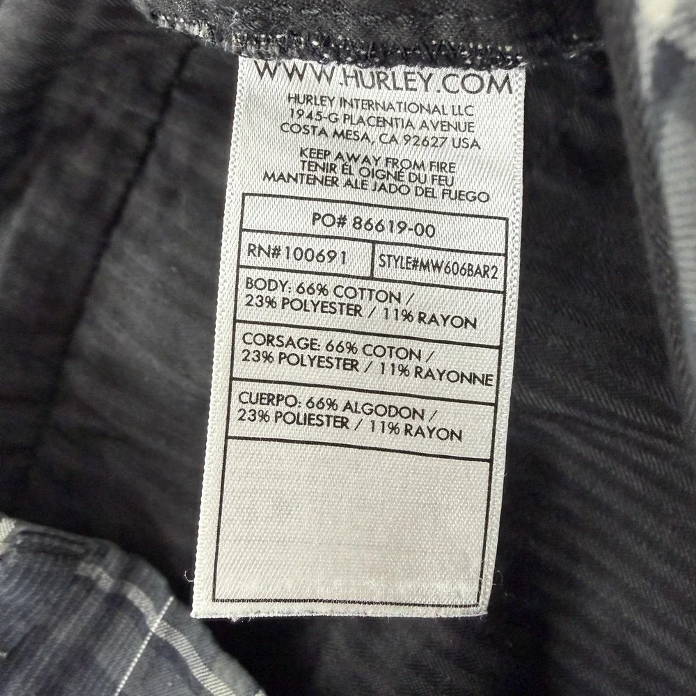 Hurley Shorts Mens 38 Gray Plaid Chino Flat Front‎ 11 Inseam Casual Summer